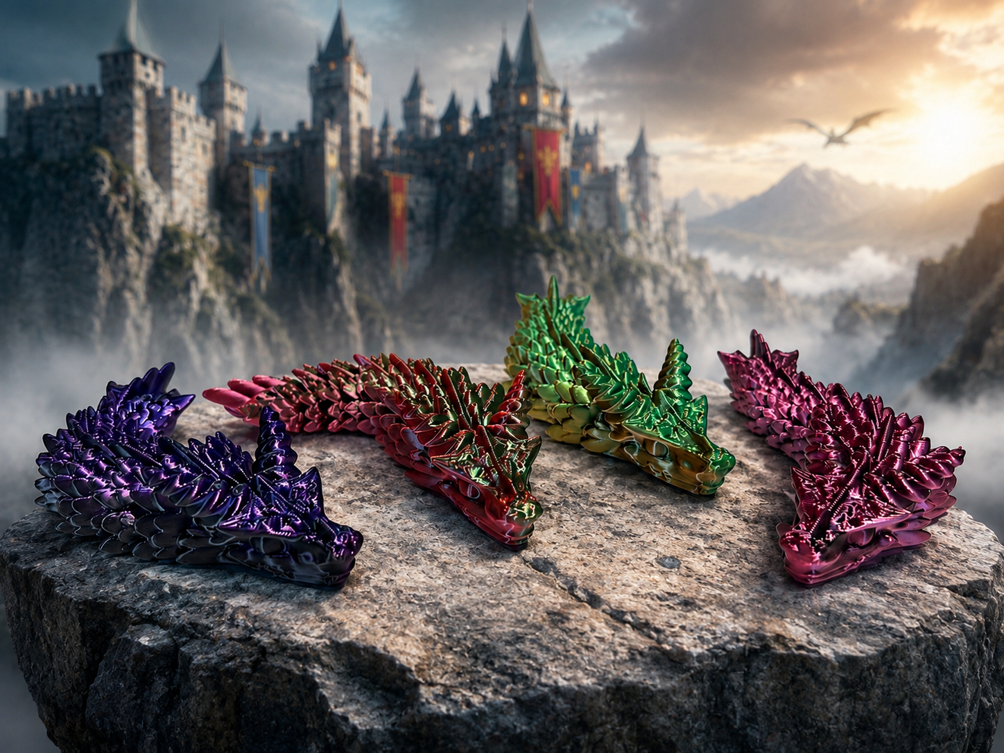 Multi-color Articulating Dragon Family